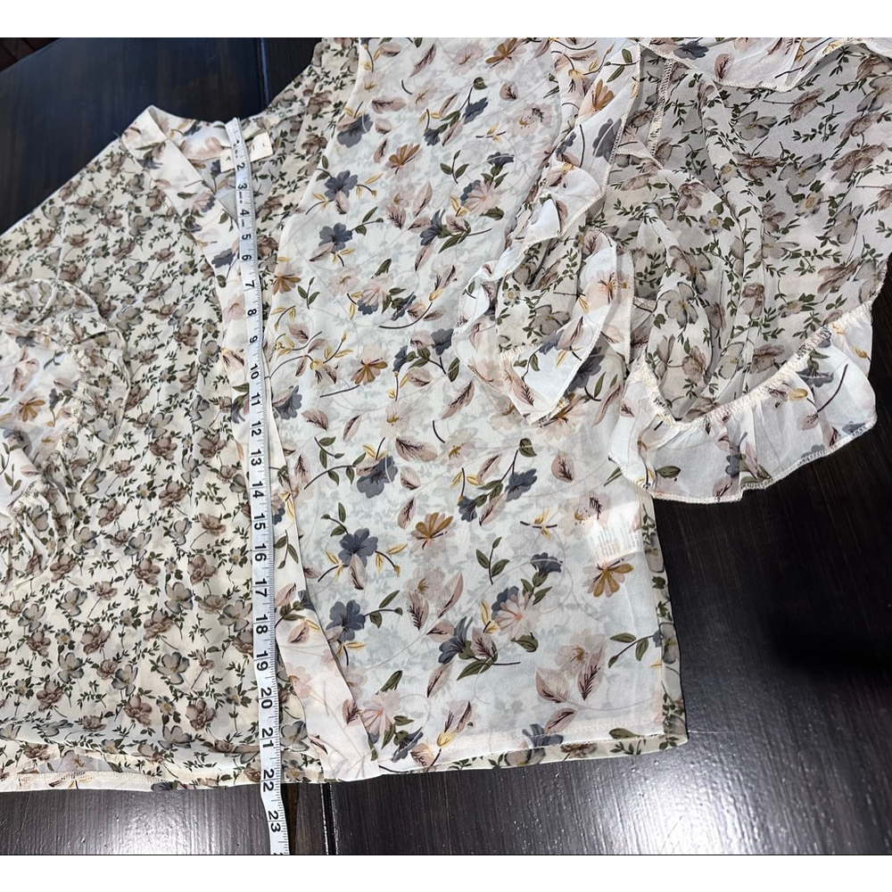 Women's AMOLI Floral Blouse M Beige Brown - Picture 7 of 7